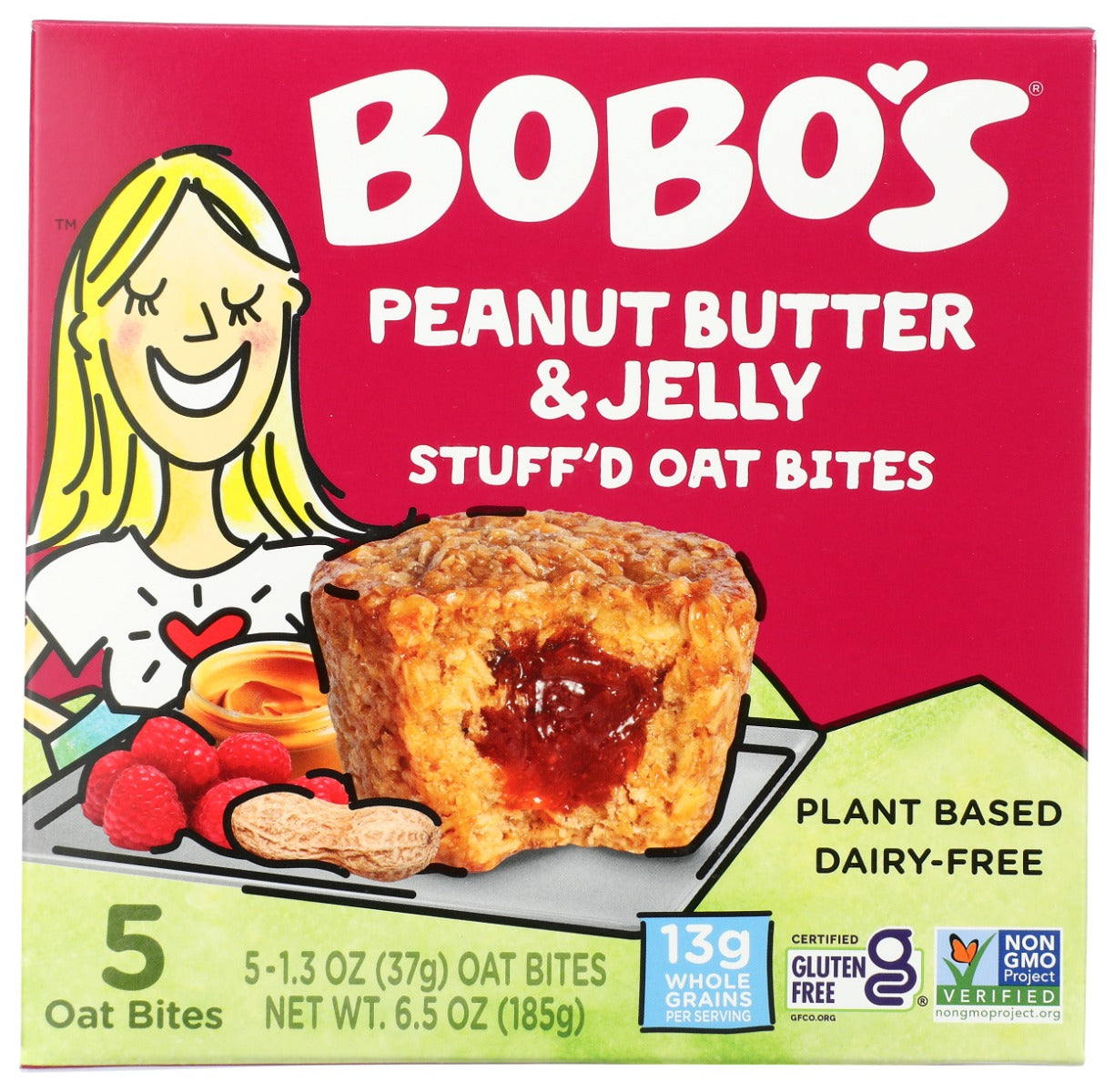 BOBOS OAT BARS: Peanut Butter and Jelly StuffD Oat Bites 5Ct, 6.5 oz