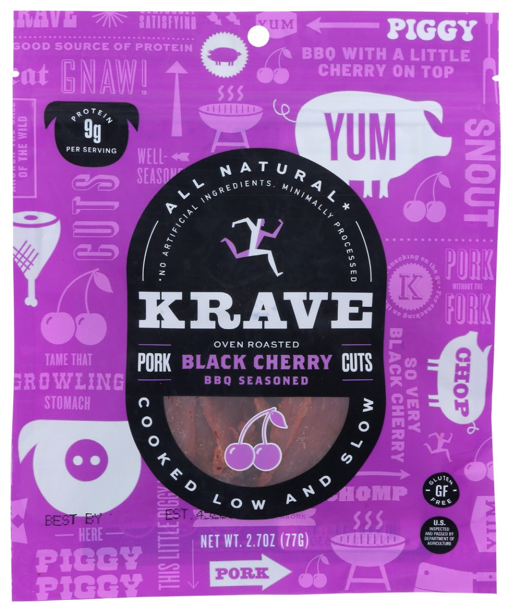 KRAVE: Pork Black Cherry BBQ Meat Cuts Jerky, 2.7 oz