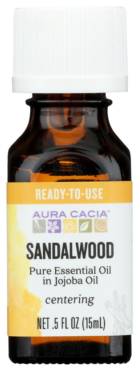AURA CACIA: Sandalwood In Jojoba Oil, 0.5 oz