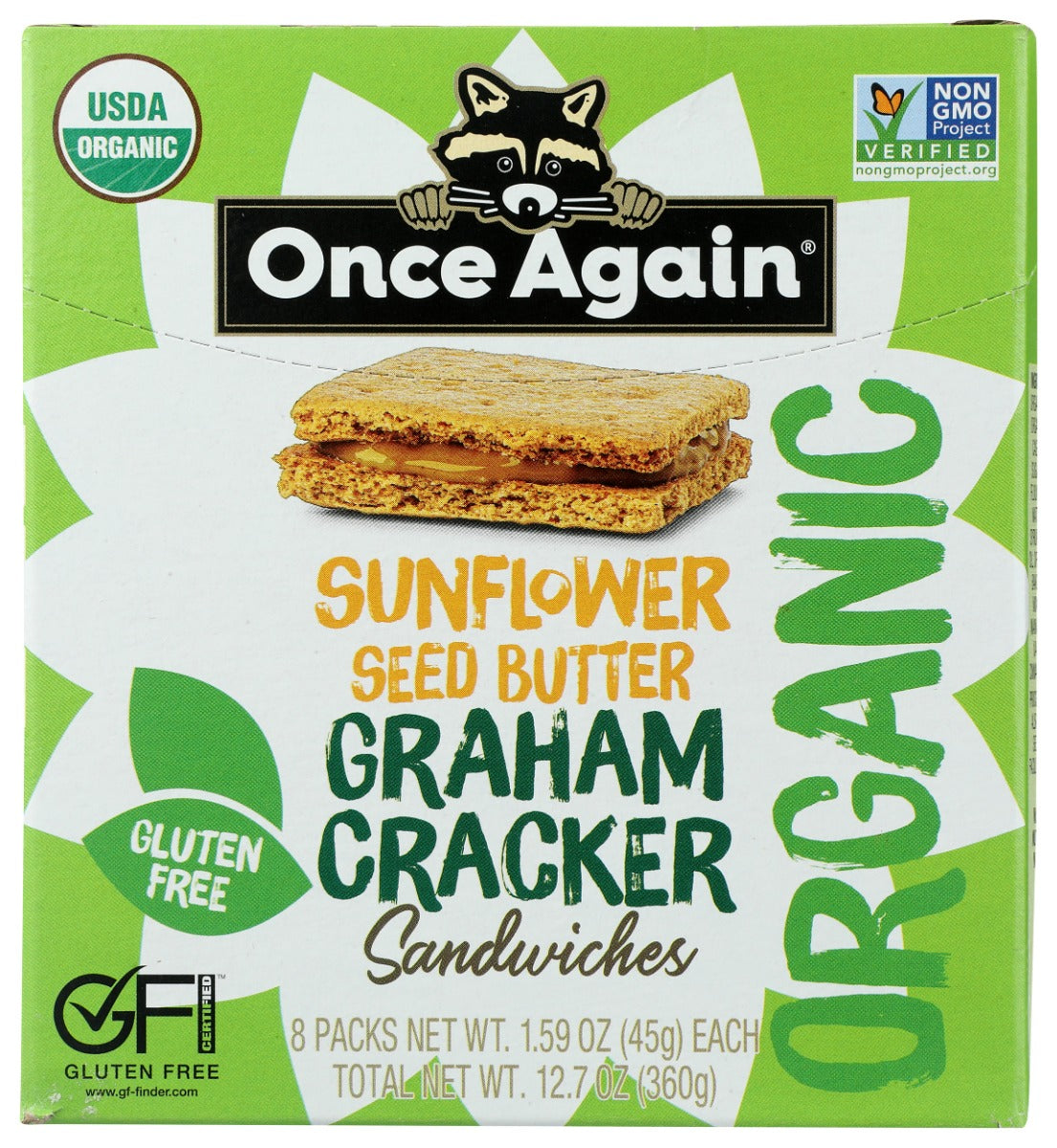 ONCE AGAIN: Sunflower Butter Graham Cracker Sandwiches Organic 8Pk, 12.72 oz