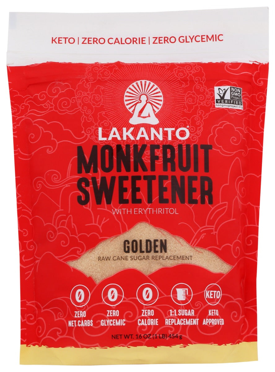 LAKANTO: Golden Monkfruit and Erythritol Sweetener Raw Cane Sugar Replacement, 16 oz