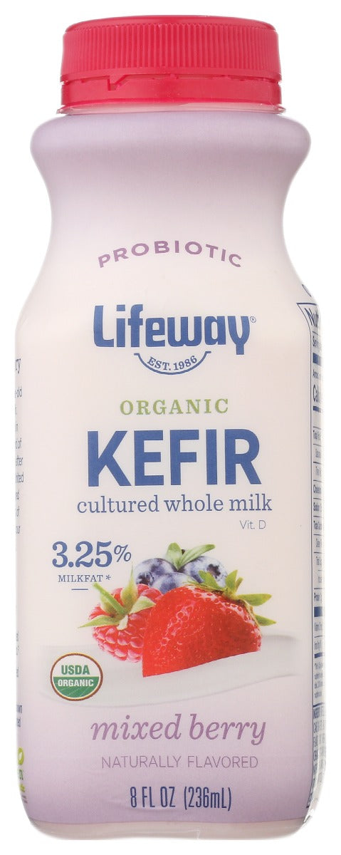 LIFEWAY: Kefir Whole Milk Organic Mixed Berry, 8 oz