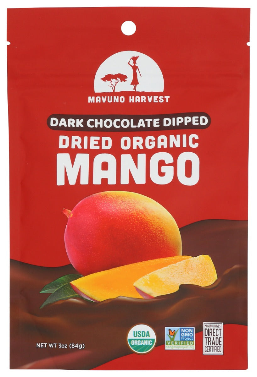 MAVUNO HARVEST: Organic Dried Mango Dipped In Dark Chocolate, 3 oz