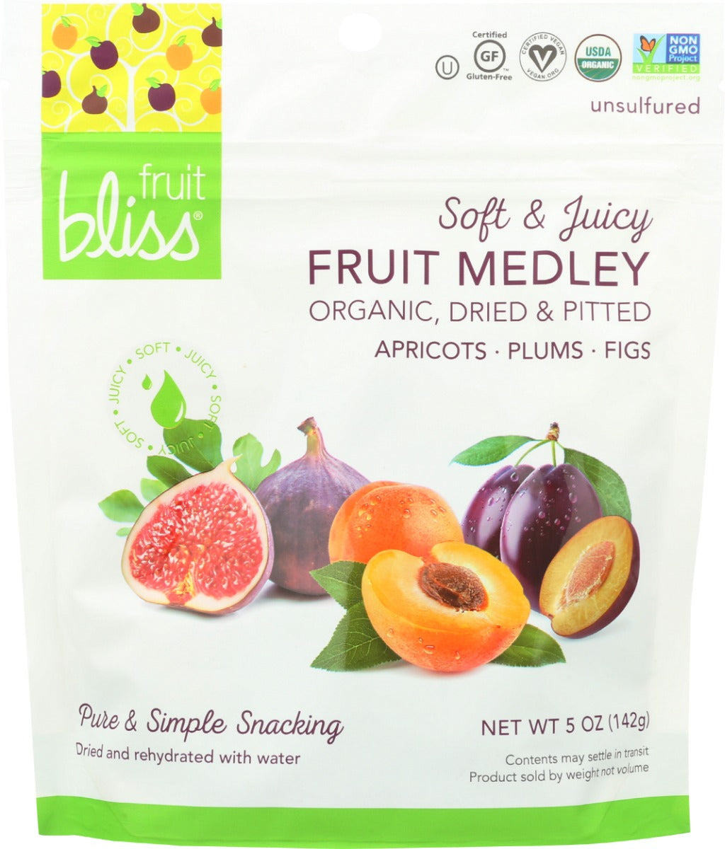 FRUIT BLISS: Organic Fruit Medley Apricot Fig and Plum, 5 oz