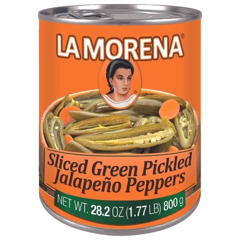 LA MORENA: Sliced Green Pickled Jalapeño Peppers, 28.2 oz