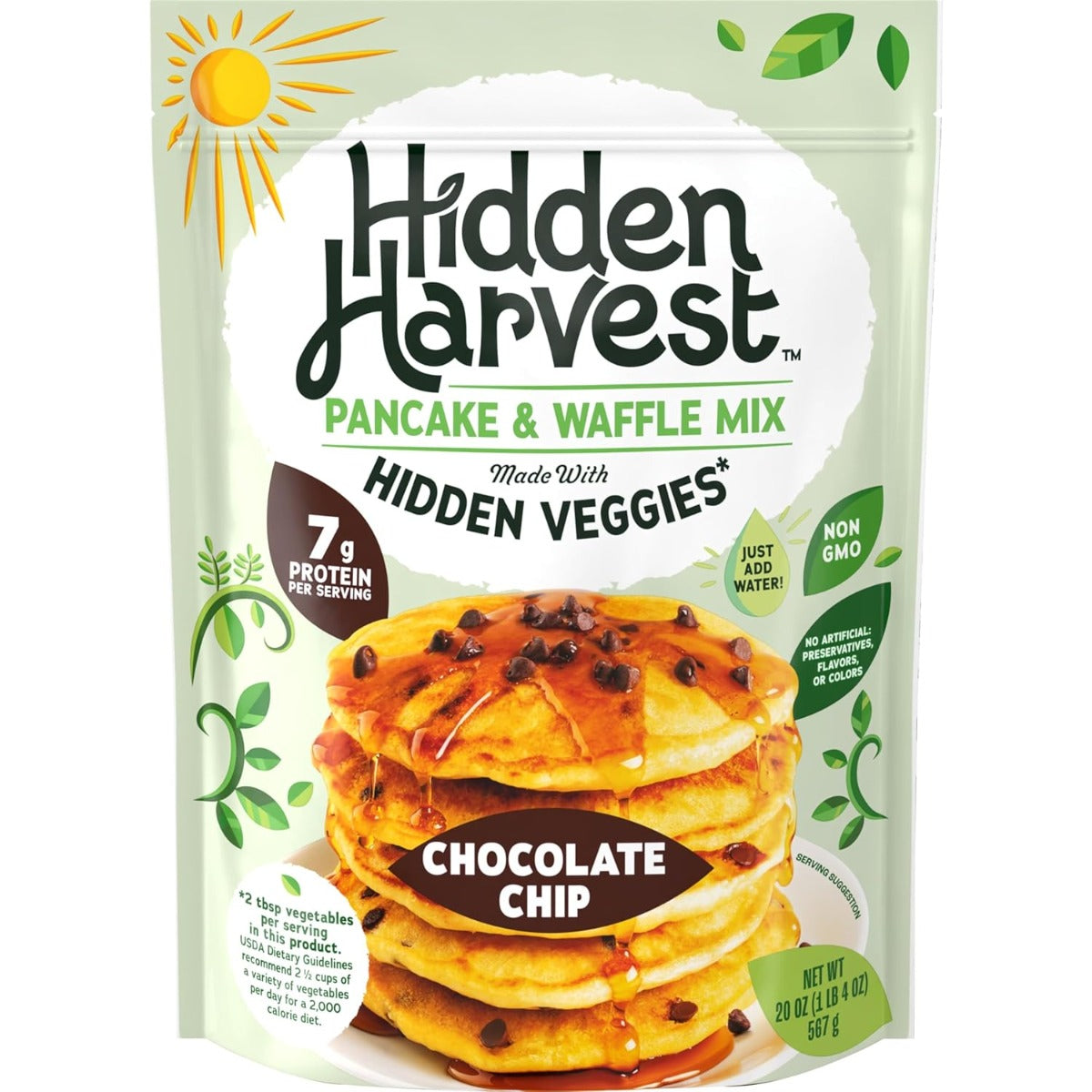 HIDDEN HARVEST: Chocolate Chip Pancake And Waffle Mix, 20 oz