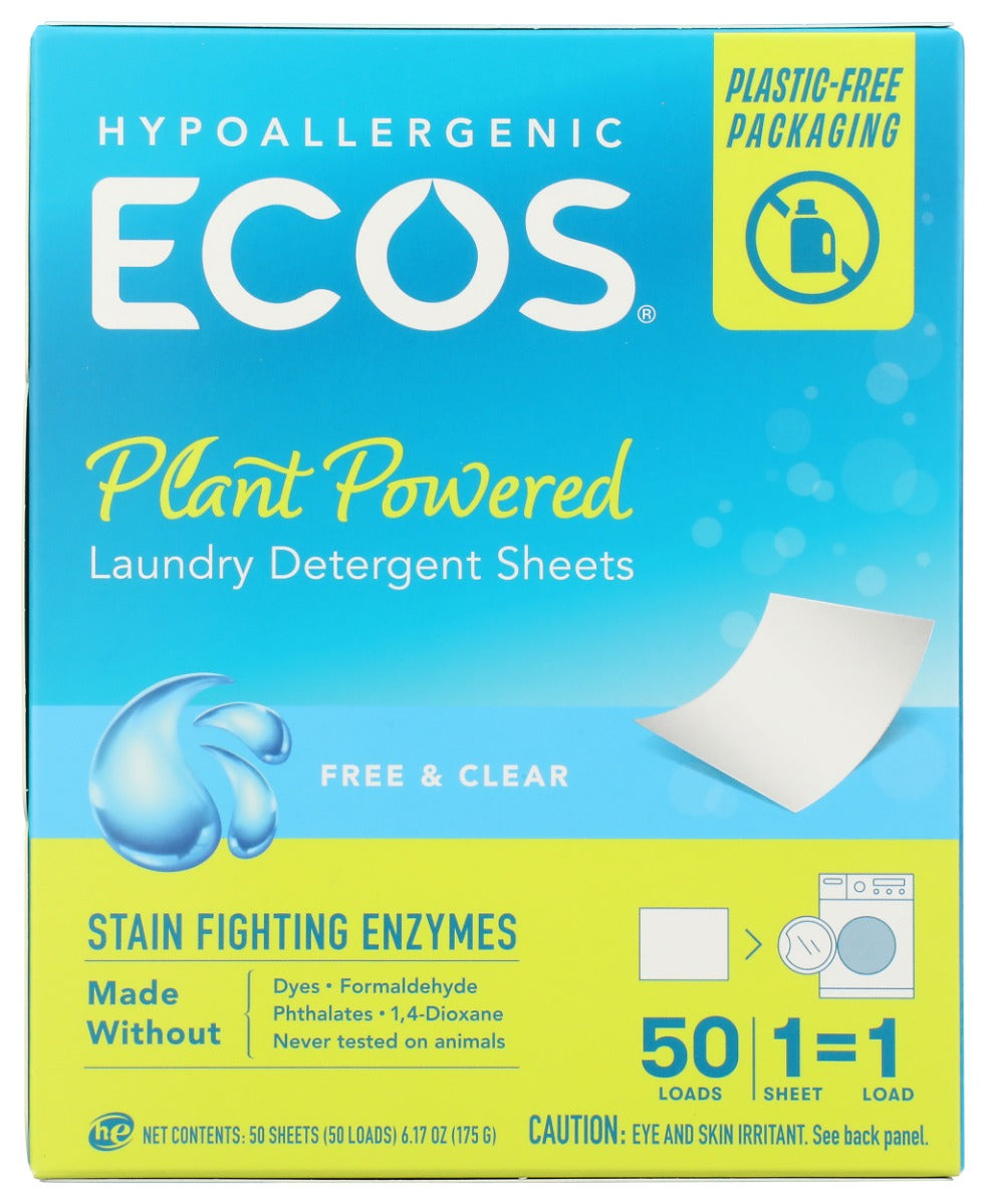 ECOS: Laundry Detergent Sheets Free and Clear, 50 ea