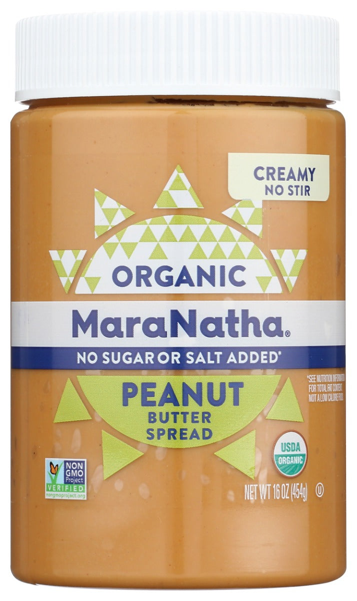 MARANATHA: Organic No Sugar or Salt Added No Stir Creamy Peanut Butter, 16 oz