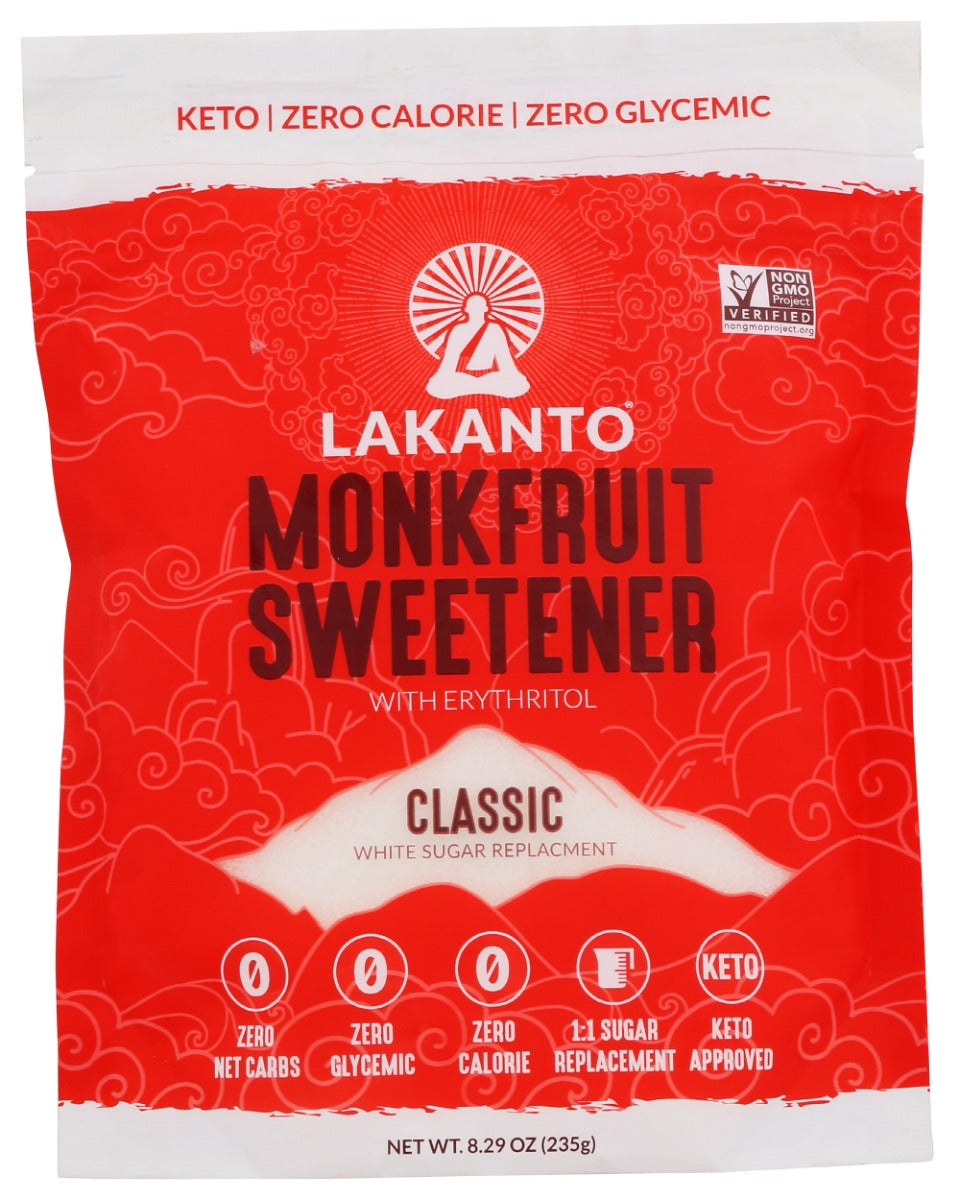 LAKANTO: Classic Monk Fruit and Erythritol Sweetener White Sugar Replacement, 8.29 oz