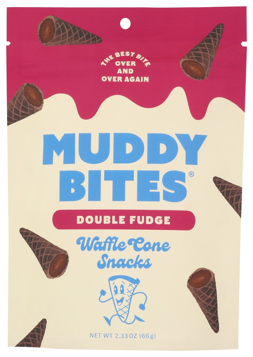 MUDDY BITES: Double Fudge Waffle Cone Snacks, 2.33 oz