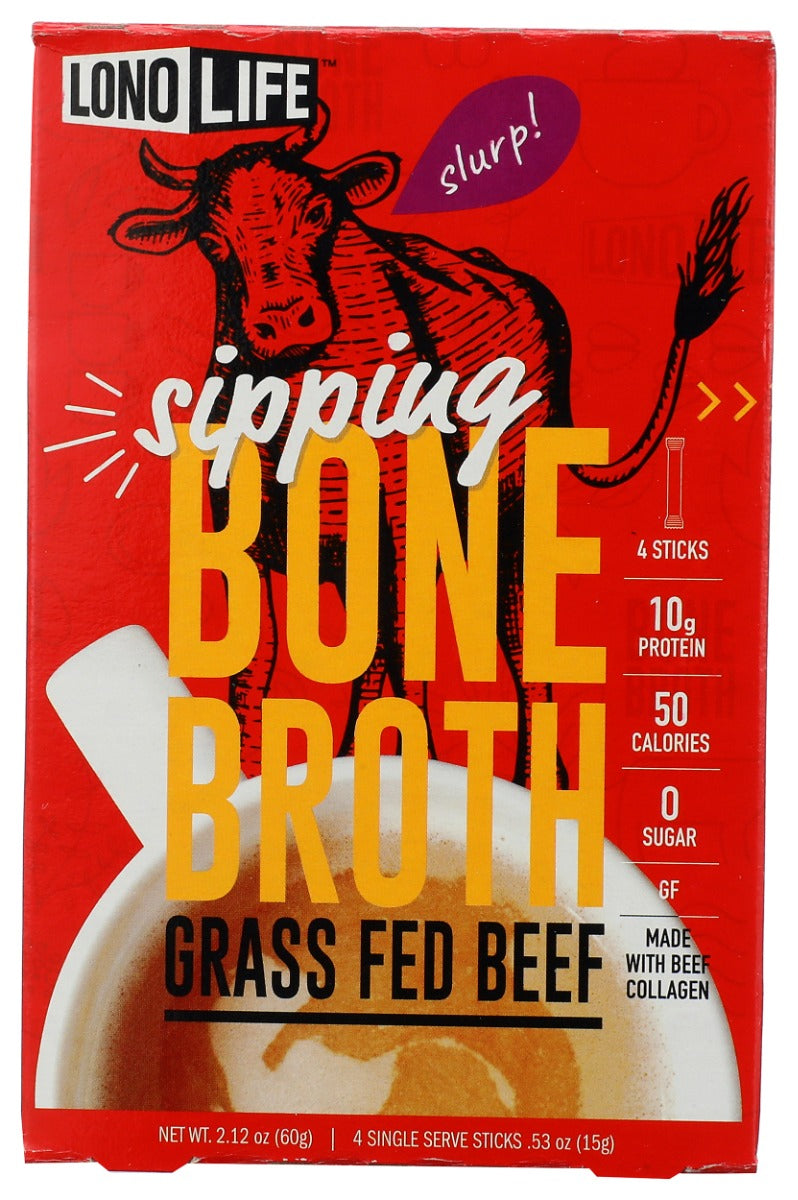 LONOLIFE: Grass Fed Beef Bone Broth 4Pk, 2.12 oz