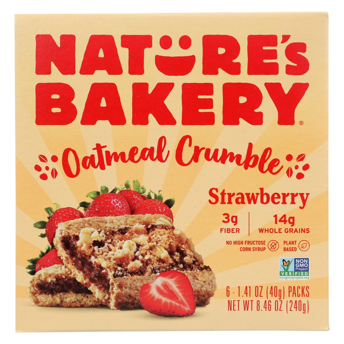 NATURES BAKERY: Oatmeal Crumble Bars Strawberry 6Ct, 8.46 oz
