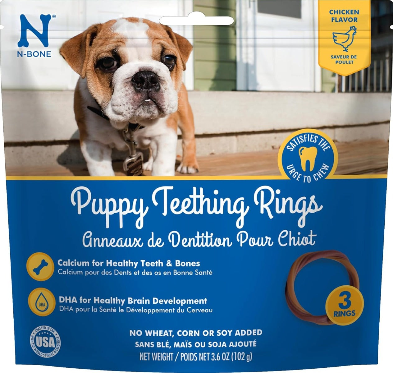 NBONE: Chicken Puppy Teething Rings 3 Count, 3.6 oz