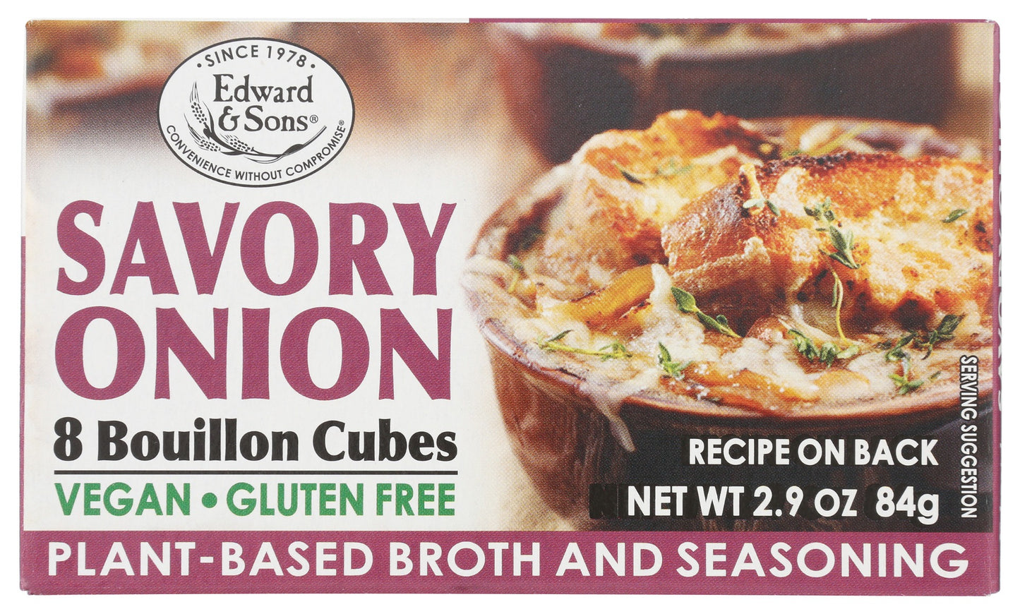 EDWARD & SONS: Savory Onion Bouillon Cubes, 2.9 oz