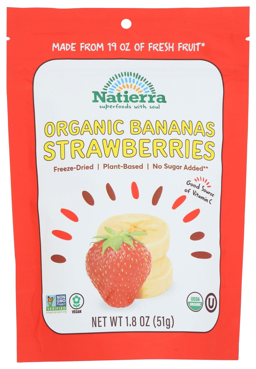 NATIERRA: Freeze Dried Organic Bananas and Strawberries, 1.8 oz