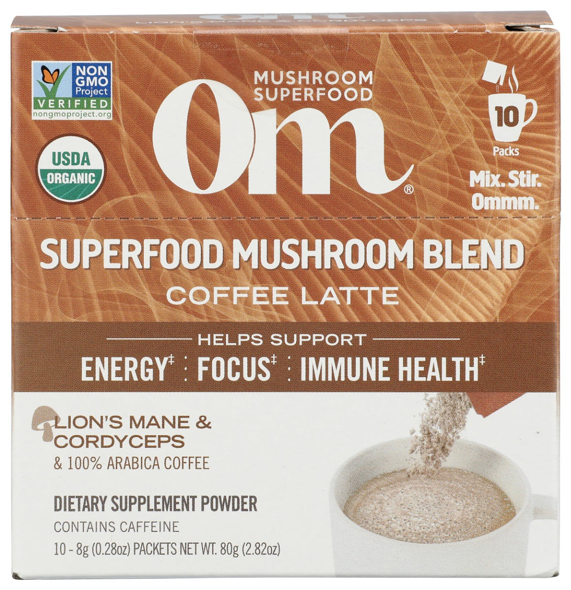 OM MUSHROOMS: Mushroom Coffee Latte Blend, 2.82 oz