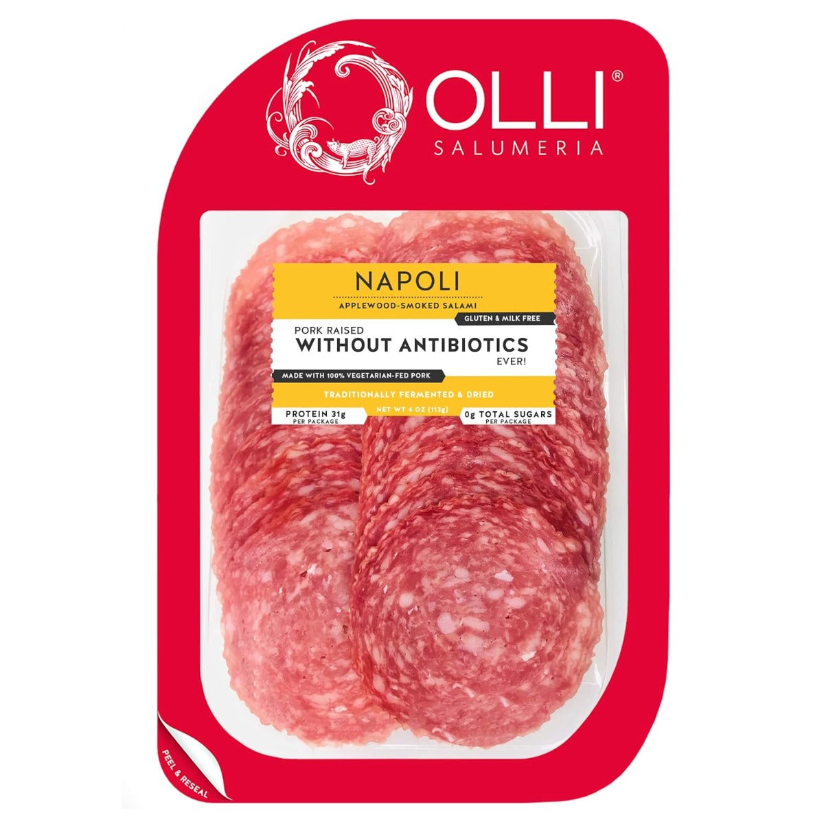 OLLI SALUMERIA: Napoli Applewood-Smoked Salame Pre-Sliced, 4 oz