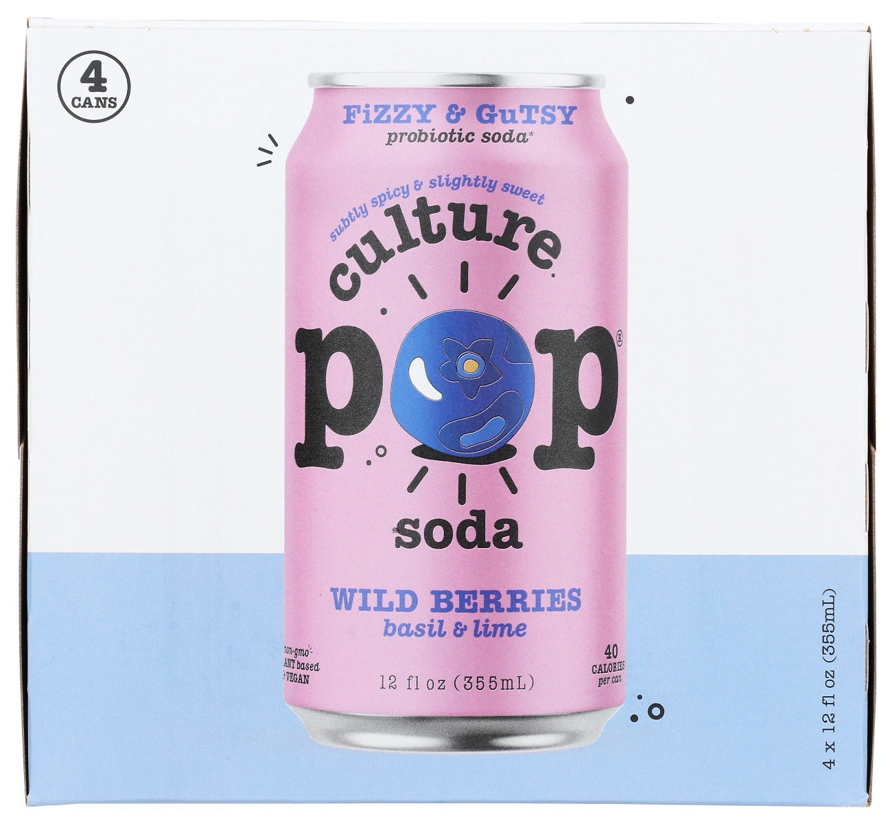 CULTURE POP: Wild Berries and Lime Soda 4Pk, 48 fo