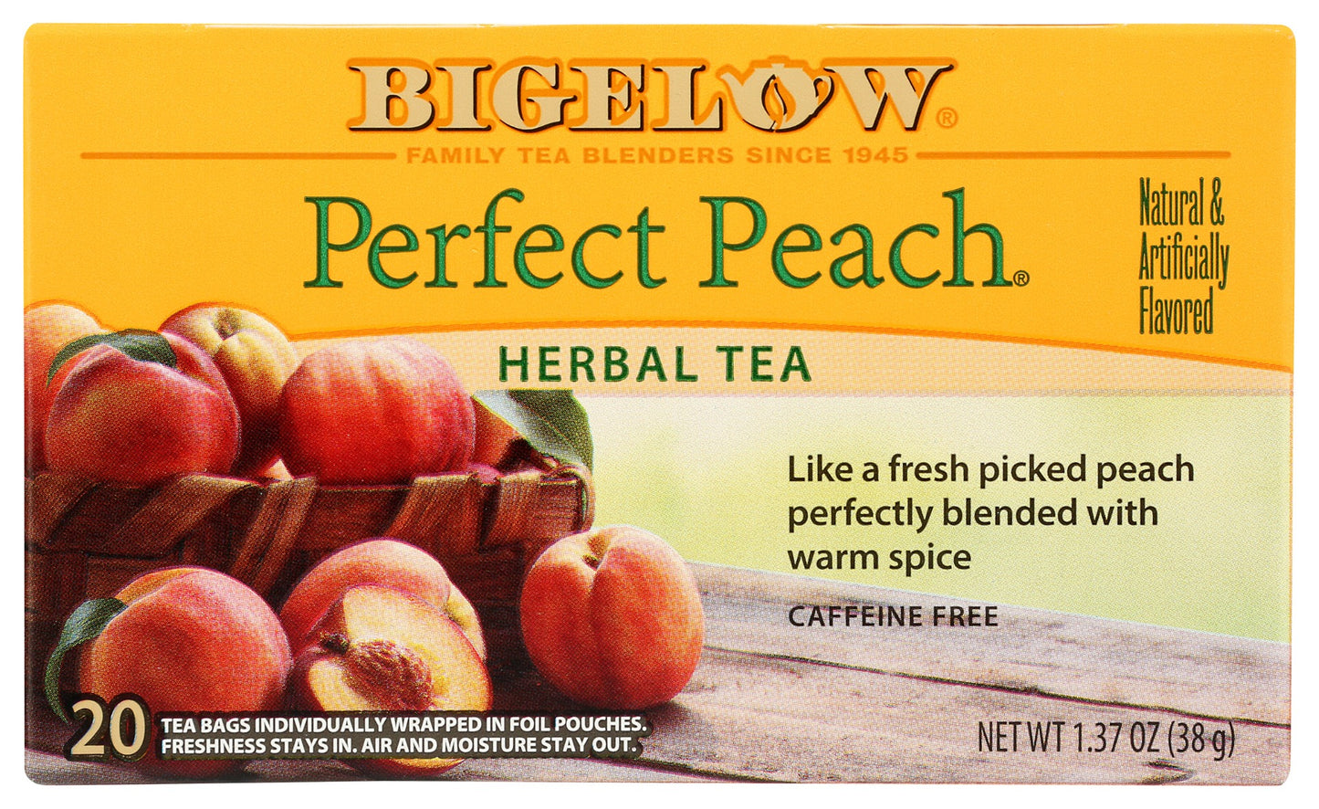 BIGELOW: Perfect Peach Herbal Tea 20Bg, 1.37 oz