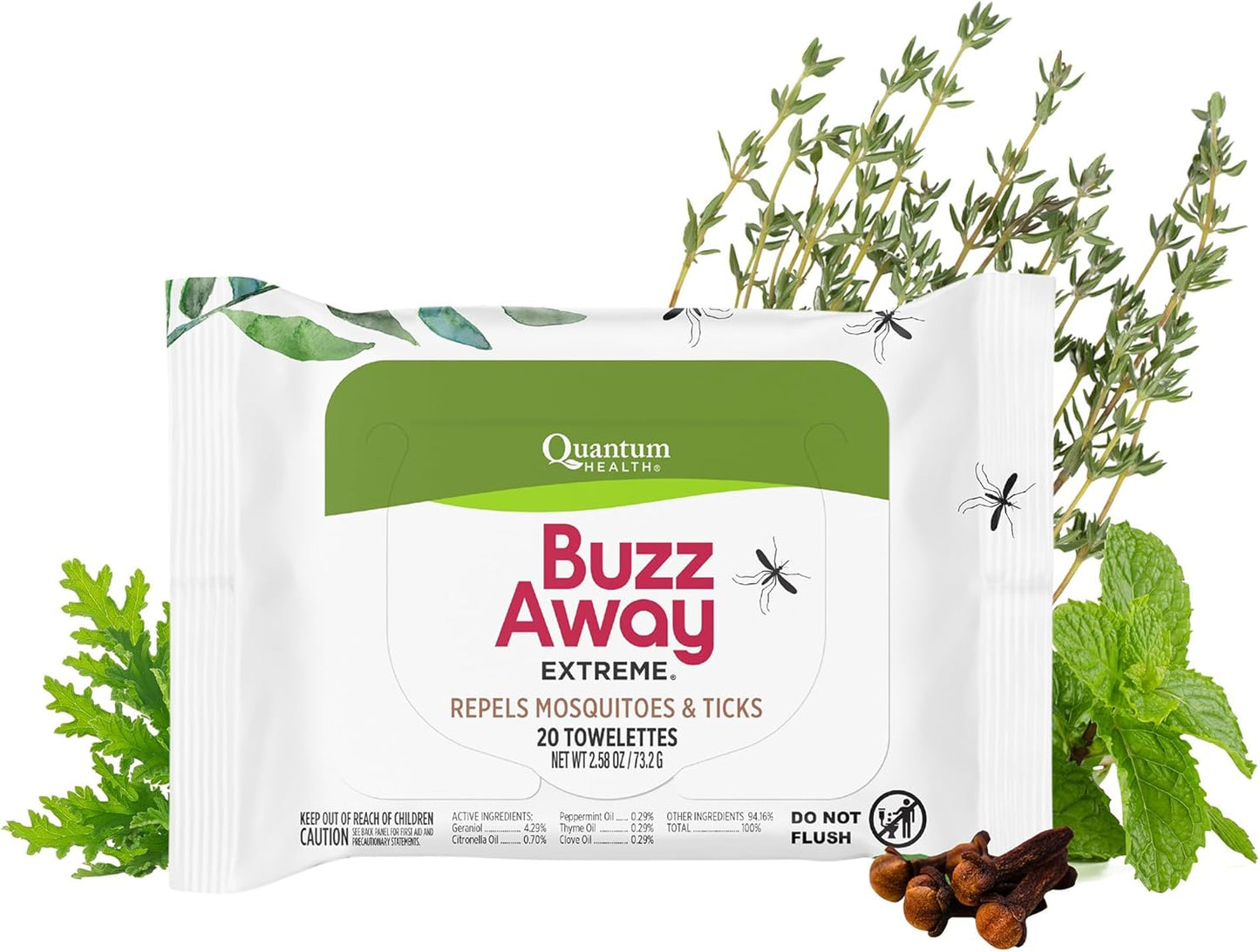 QUANTUM HEALTH: Buzz Away Extreme Towelettes, 20 pc