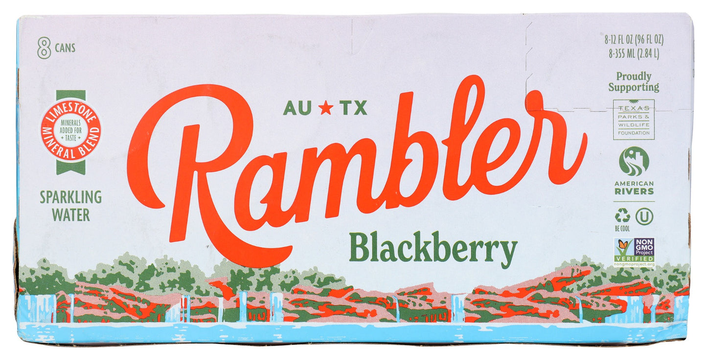 RAMBLER: Blackberry Sparkling Water 8Pk, 96 fo