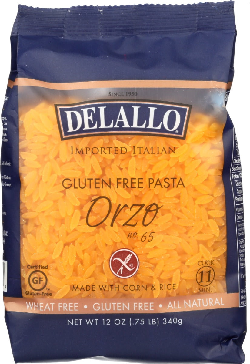 DELALLO: Gluten Free Orzo Corn and Rice Pasta, 12 oz