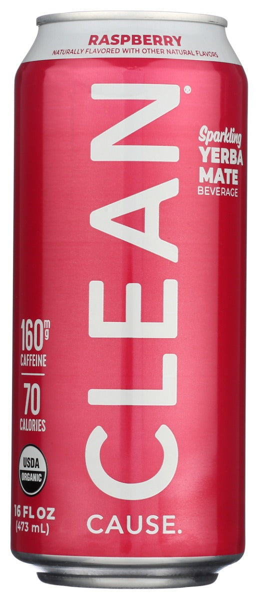 CLEAN CAUSE: Raspberry Organic Sparkling Yerba Mate, 16 fo