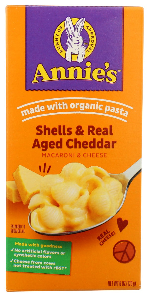 ANNIES HOMEGROWN: Shells and Real Aged Cheddar Mac and Cheese, 6 oz