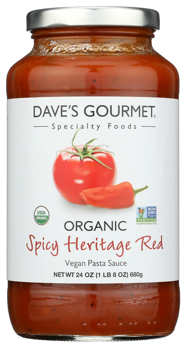 DAVES GOURMET: Organic Spicy Heritage Red Pasta Sauce, 24 oz