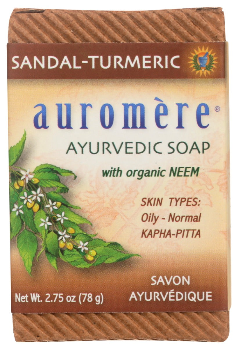 AUROMERE: Sandal Turmeric Ayurvedic Soap, 2.75 oz