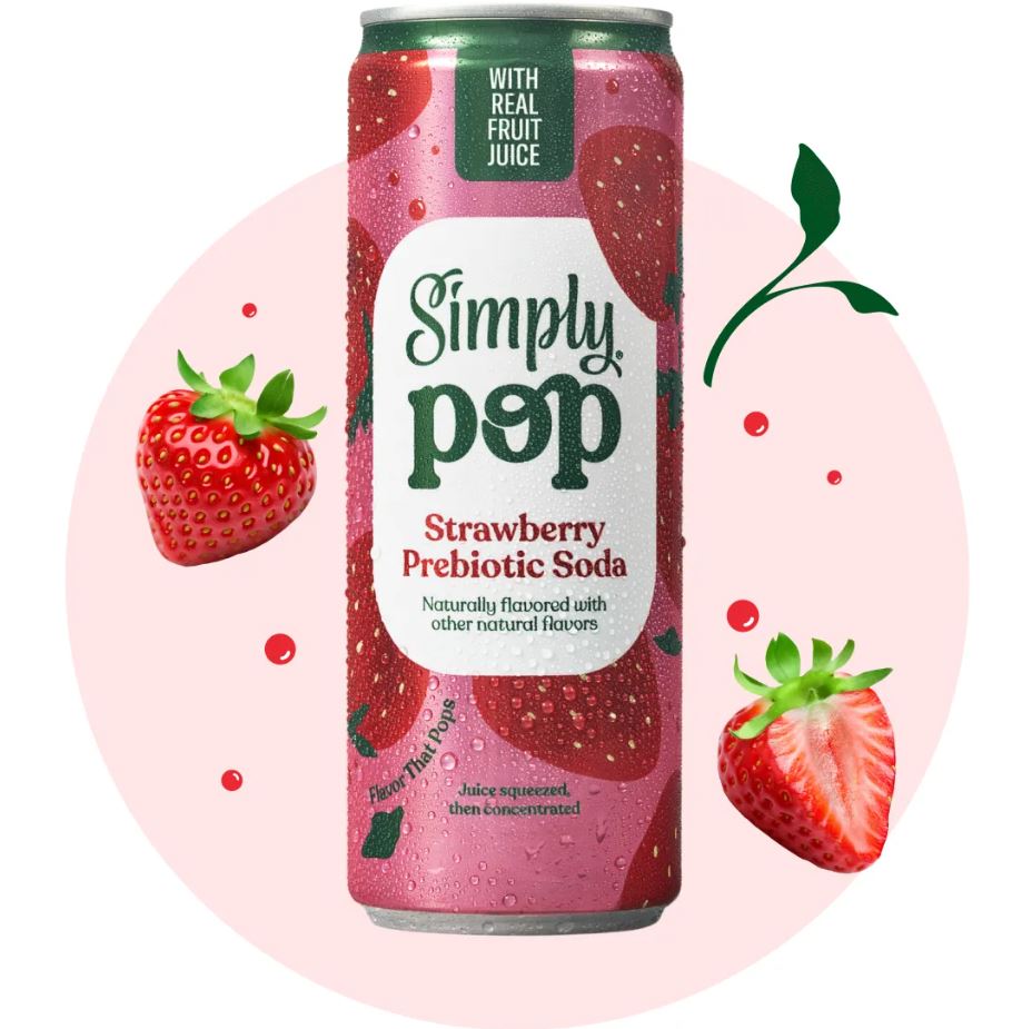 SIMPLY POP: Strawberry Prebiotic Soda, 12 fo