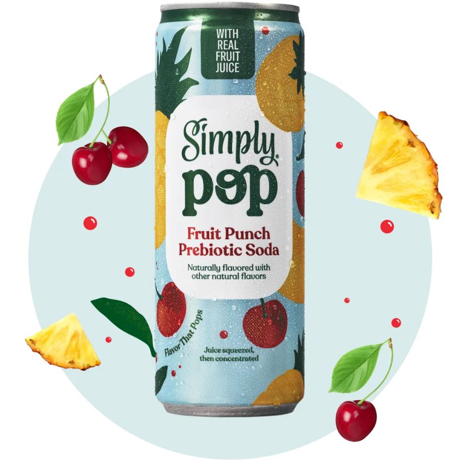 SIMPLY POP: Fruit Punch Prebiotic Soda, 12 fo
