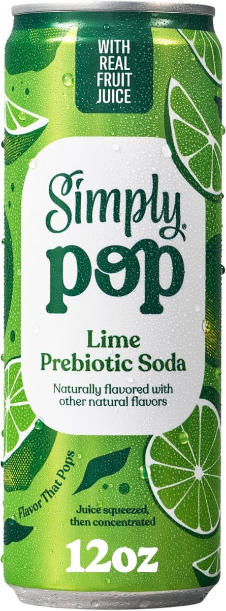 SIMPLY POP: Lime Prebiotic Soda, 12 fo