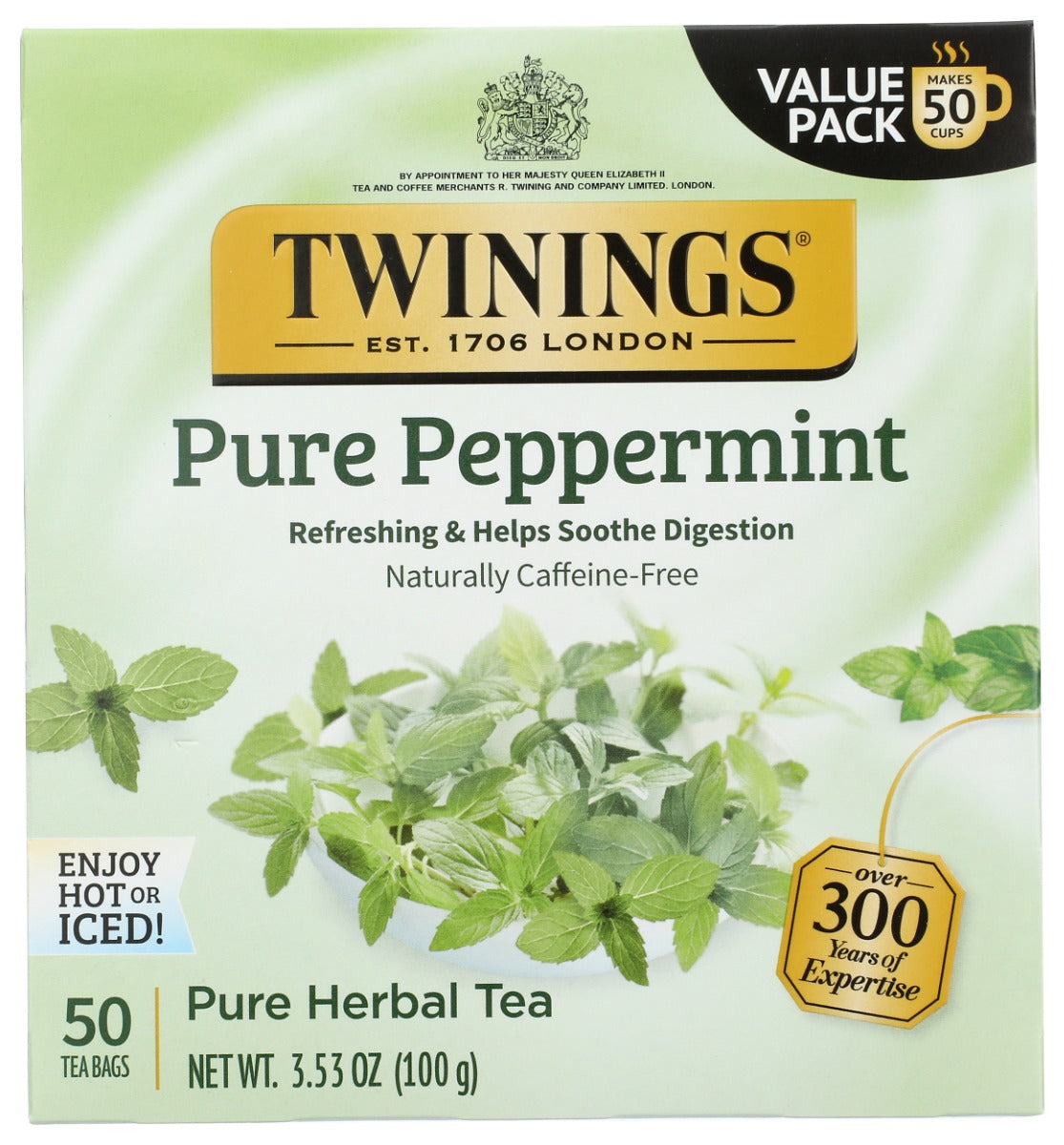 TWINING TEA: Pure Peppermint Herbal Tea, 50 bg