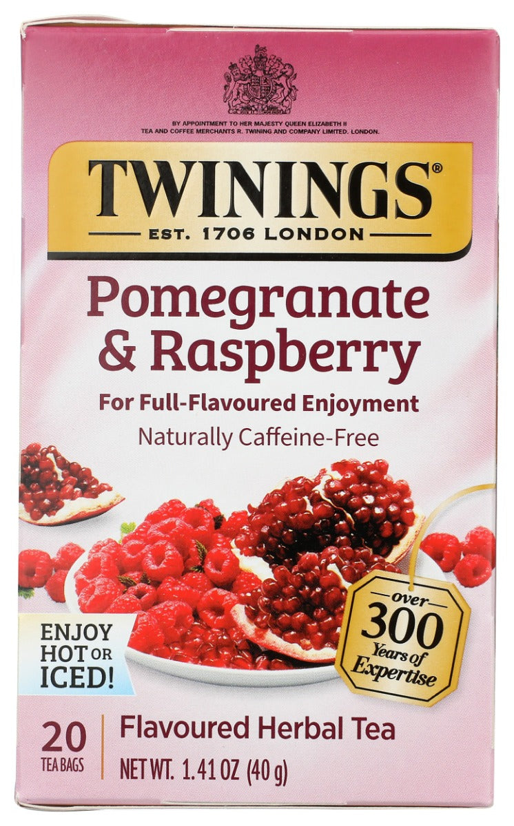 TWINING TEA: Pomegranate and Raspberry Herbal Tea, 20 bg