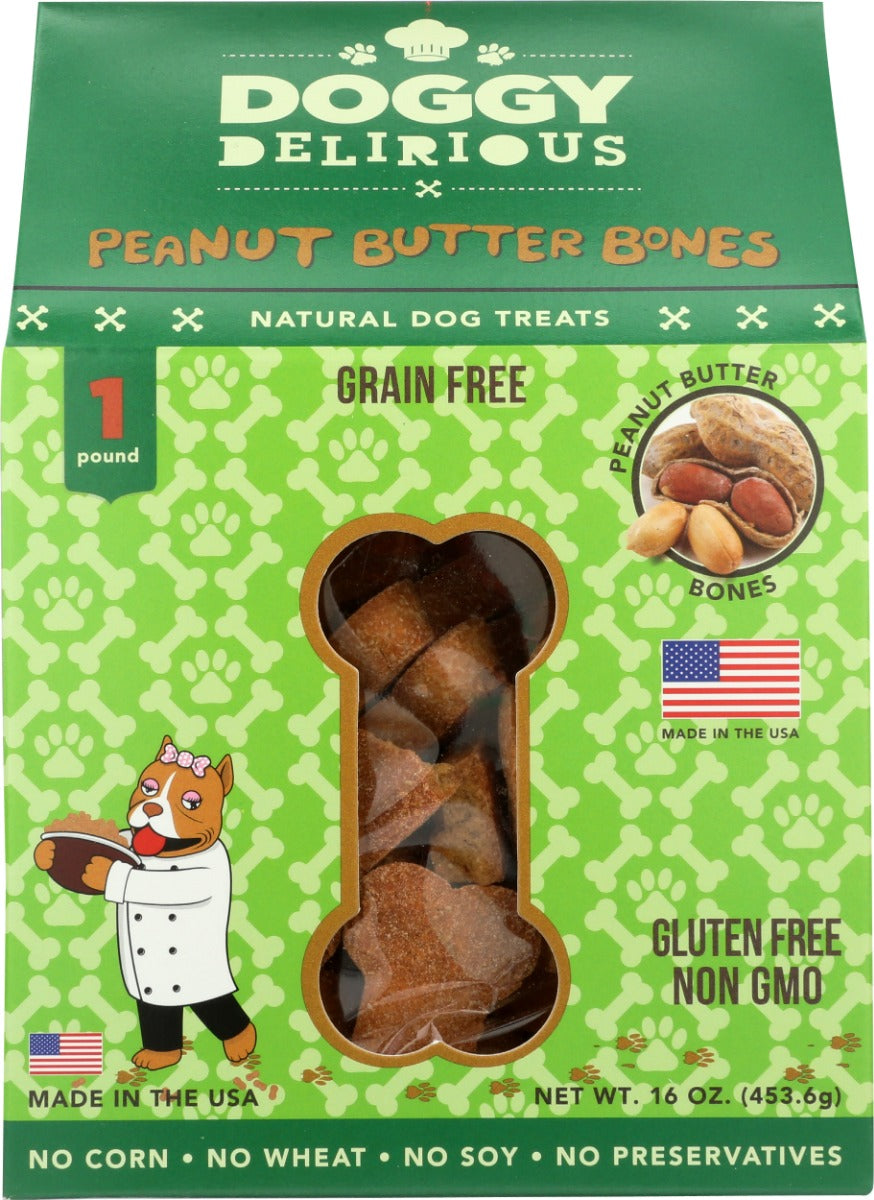DOGGY DELIRIOUS: Peanut Butter Bones Dog Treats, 16 oz