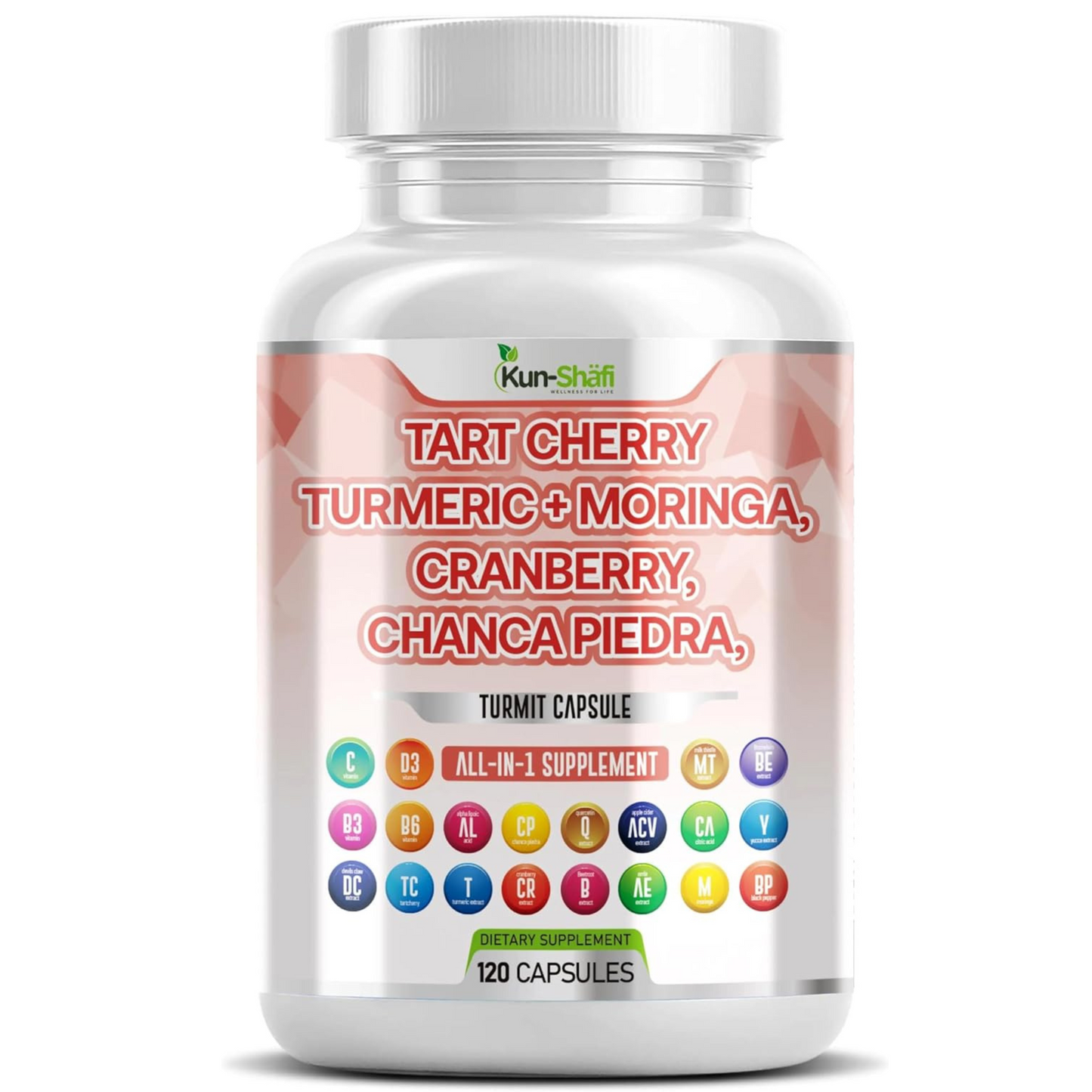 Kun Shafi Tart Cherry Extract with Turmeric, Moringa, Cranberry & Chanca Piedra