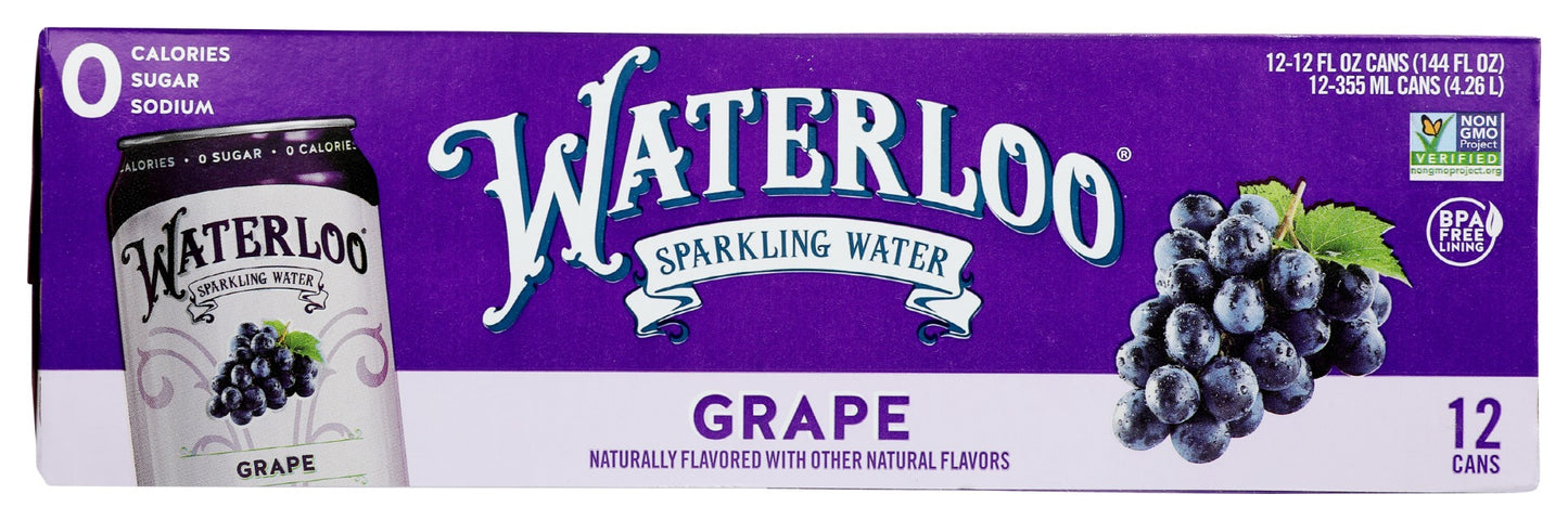 WATERLOO SPARKLING WATER: Grape Sparkling Water 12Pk, 144 fo
