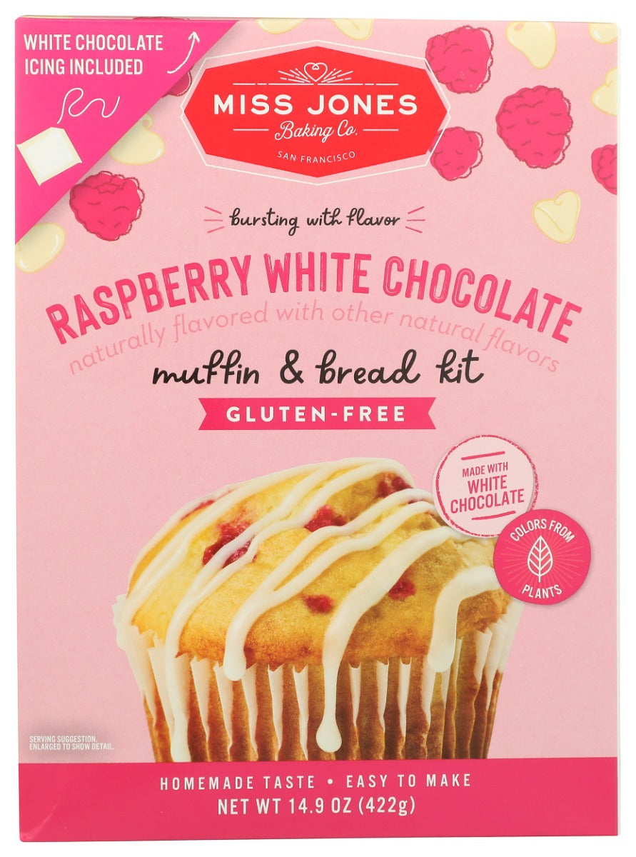 MISS JONES BAKING CO: Gluten Free Raspberry White Chocolate Muffin and Bread Kit, 14.9 oz