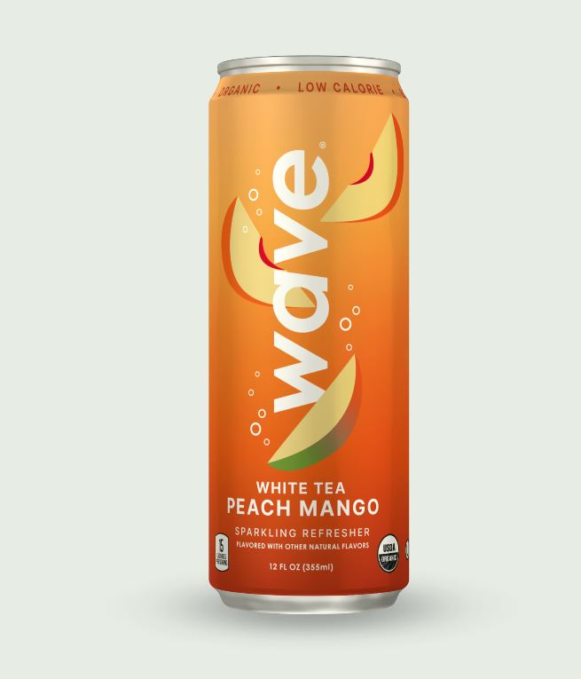 WAVE: White Tea Peach Mango Sparkling Water, 12 fo