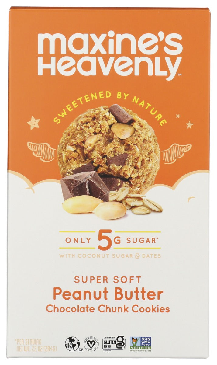 MAXINES HEAVENLY: Peanut Butter Chocolate Chunk Soft Baked Cookies, 7.2 oz
