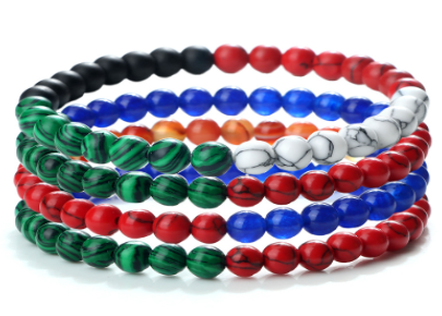 Colorful Stretch Beaded Hand Bracelet with Stones