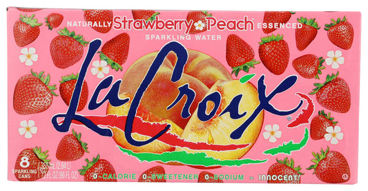 LA CROIX: Strawberry Peach Sparkling Water 8Pk, 96 fo
