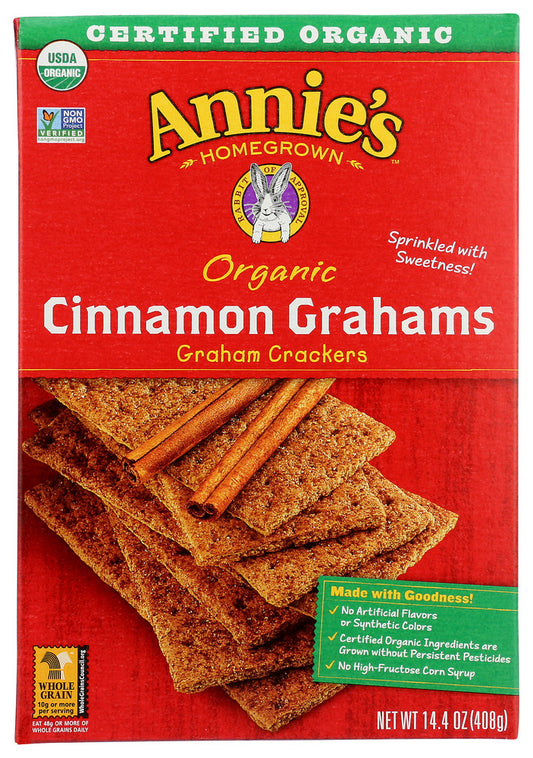ANNIE'S HOMEGROWN: Organic Whole Grain Grahams Cinnamon Crackers, 14.4 oz