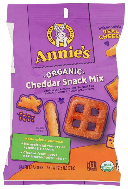ANNIES HOMEGROWN: Snack Mix Cheddar Org, 2.5 oz