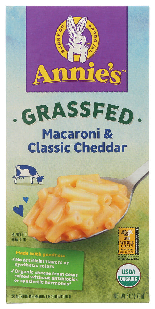 ANNIES HOMEGROWN: Organic Grass Fed Classic Mild Cheddar Macaroni & Cheese, 6 Oz