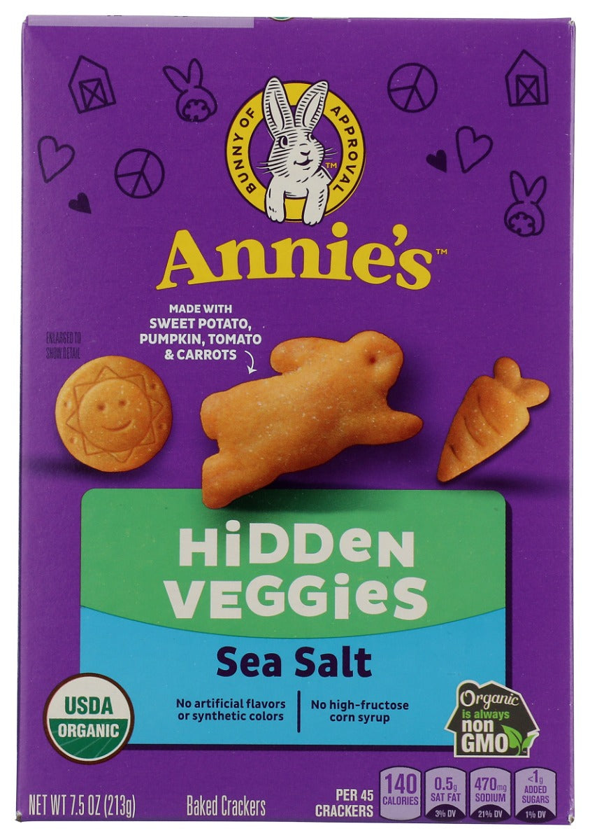 ANNIE'S HOMEGROWN: Organic Sea Salt Hidden Veggies Crackers, 7.5 oz
