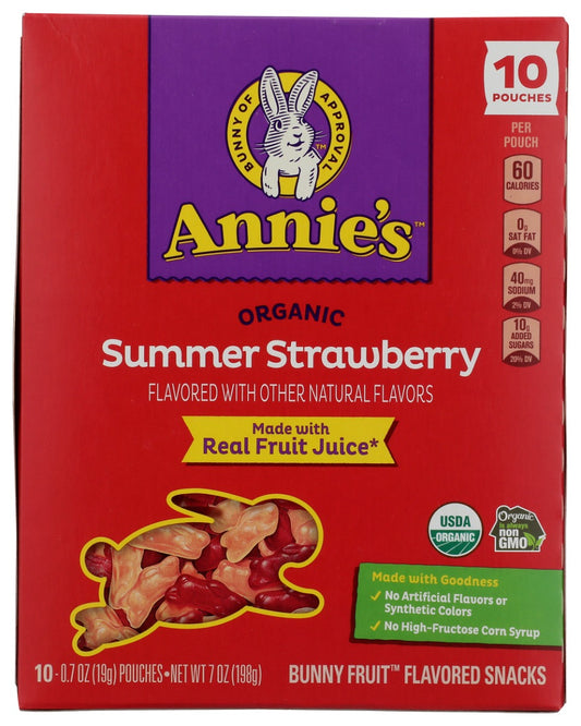 ANNIE'S HOMEGROWN: Organic Summer Strawberry Bunny Fruit Snacks, 7 oz