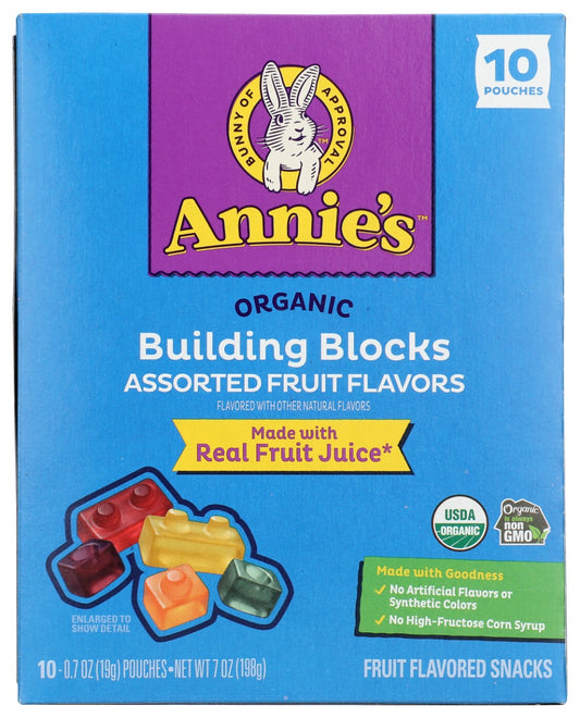 ANNIE'S HOMEGROWN: Organic Building Blocks Fruit Snacks 10ct, 7 oz