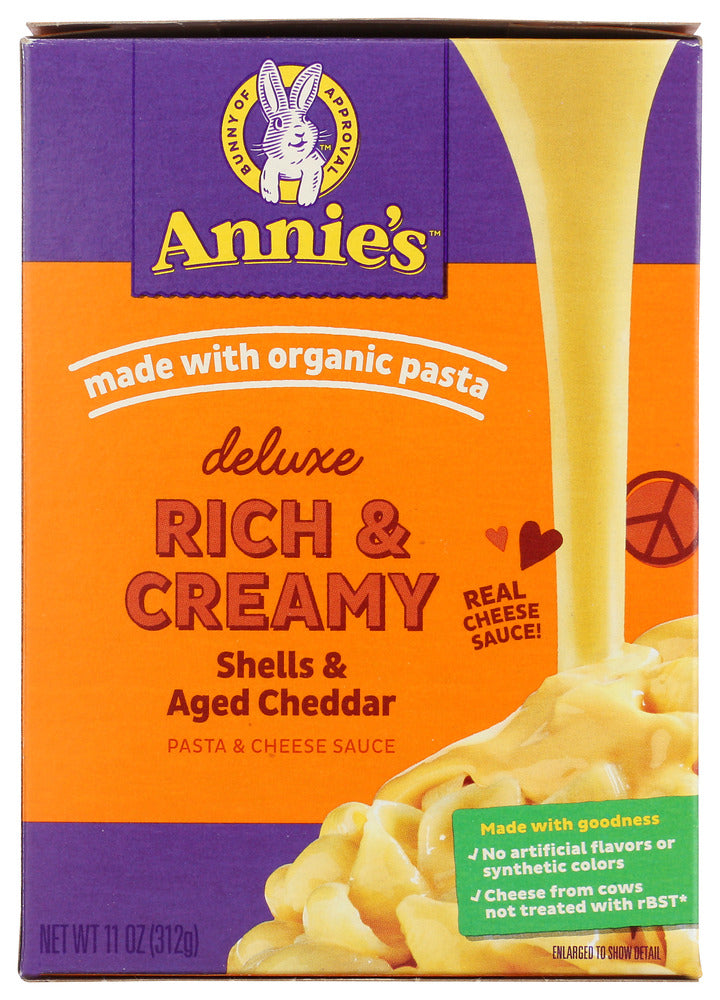 ANNIE'S HOMEGROWN: Creamy Deluxe Shells & Real Aged Cheddar Sauce, 11 Oz